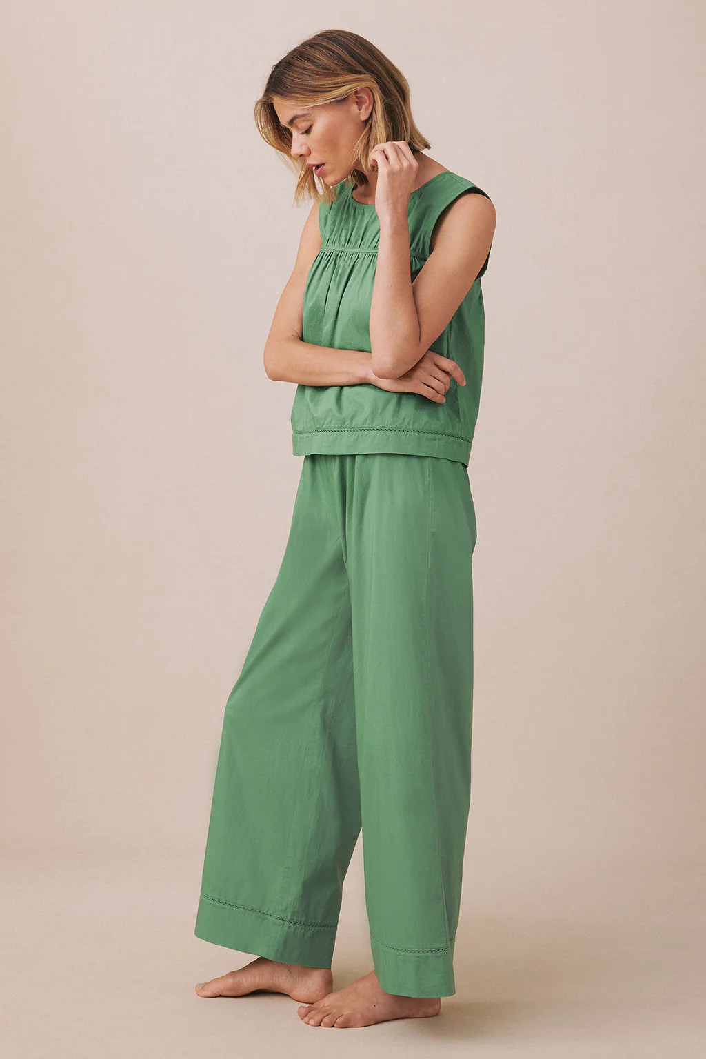 Celeste Tank-Long Set in Comfrey | Lake Pajamas