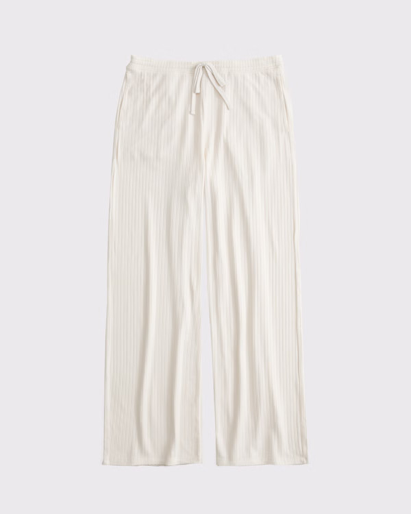 Women's Lounge Rib Mid Rise Wide Leg Sweatpant | Women's Sleepwear & Loungewear | Abercrombie.com | Abercrombie & Fitch (US)