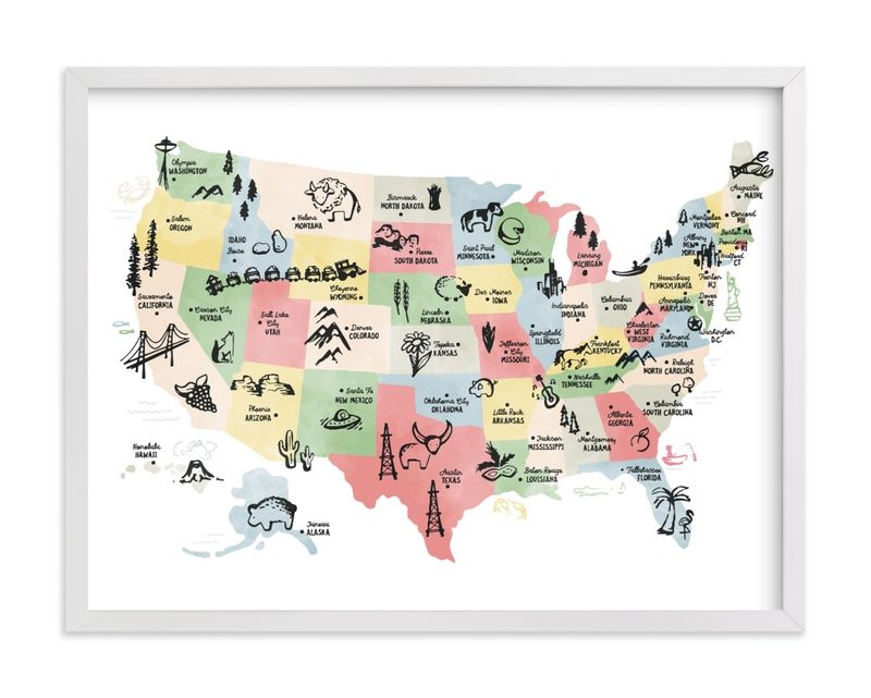 "Retro United States Map" - Graphic Limited Edition Art Print by Jessie Steury. | Minted