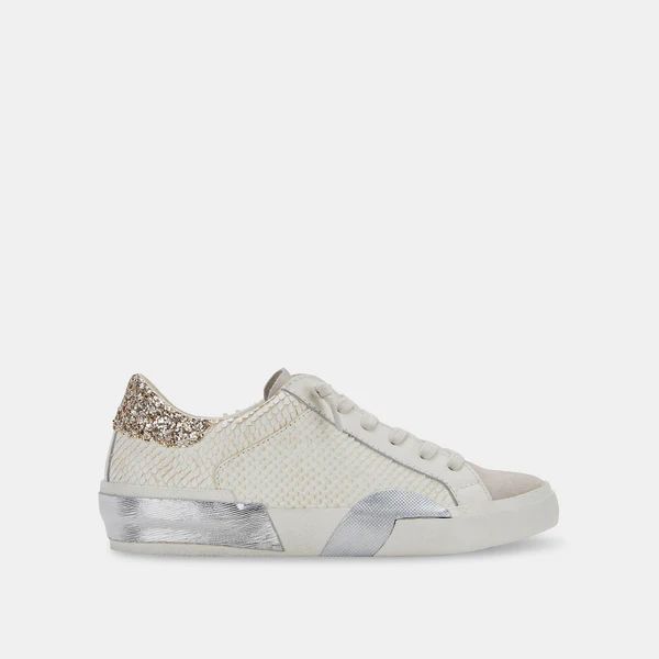 ZINA SNEAKERS IN OFF WHITE EMBOSSED LEATHER | DolceVita.com