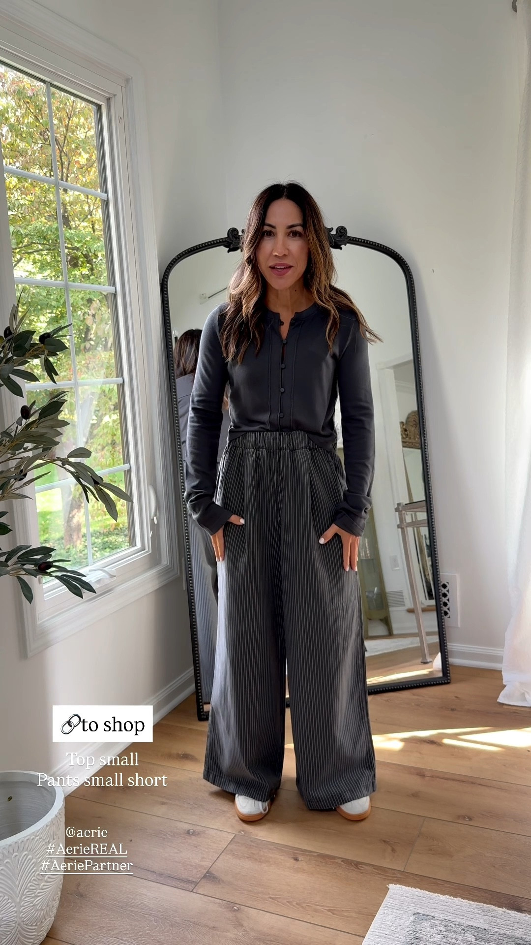 @aerie 
#AeriePartner
#AerieREAL
Small short trouser pants, small cardigan. Trousers, baggy pants.

#LTKSaleAlert #LTKOver40 #LTKFindsUnder50