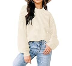 Fall Sweaters for Women 2023 Trendy Fall Clothes Winter Fashion Clearance Crew Neck Knit Tops Long Sleeve Pullover Tops | Amazon (US)