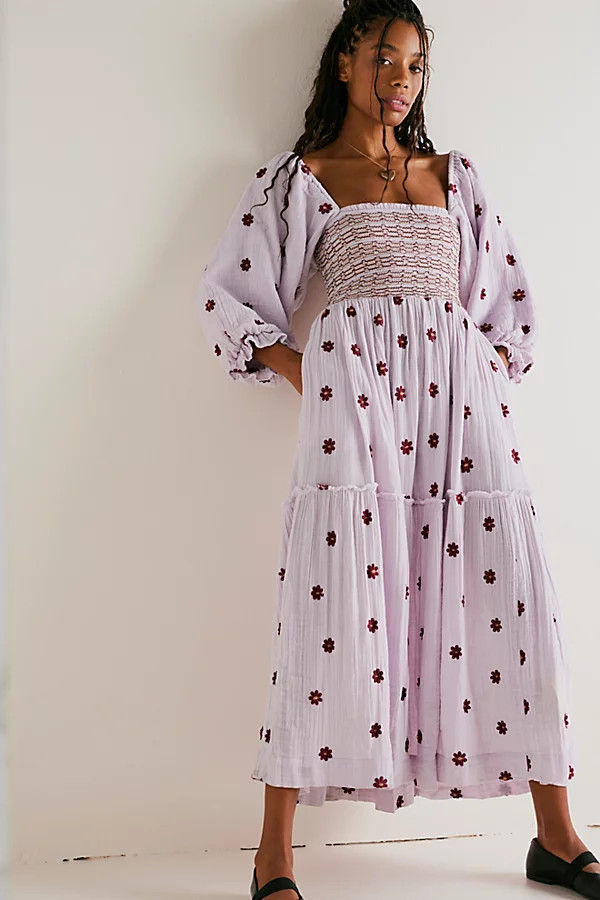 Dahlia Embroidered Maxi Dress by Free People, Frost Lavender Combo, S | Free People (Global - UK&FR Excluded)