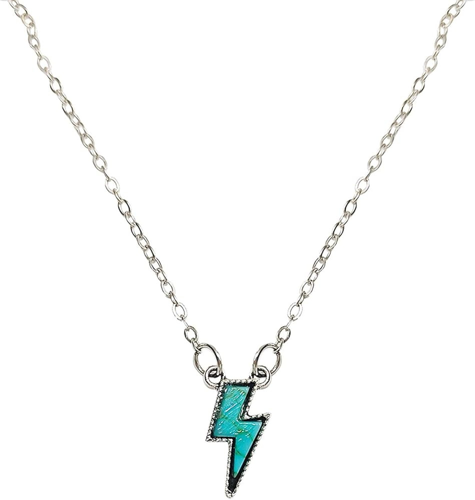 EVKILKJS Lightning Bolt Necklace for Women Turquoise Neckalce Western Necklace Turquoise Lightnin... | Amazon (US)