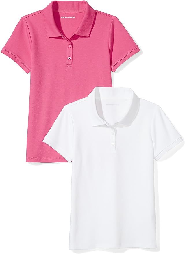 Amazon Essentials Girls and Toddlers' Uniform Short-Sleeve Interlock Polo Shirt, Multipacks | Amazon (US)