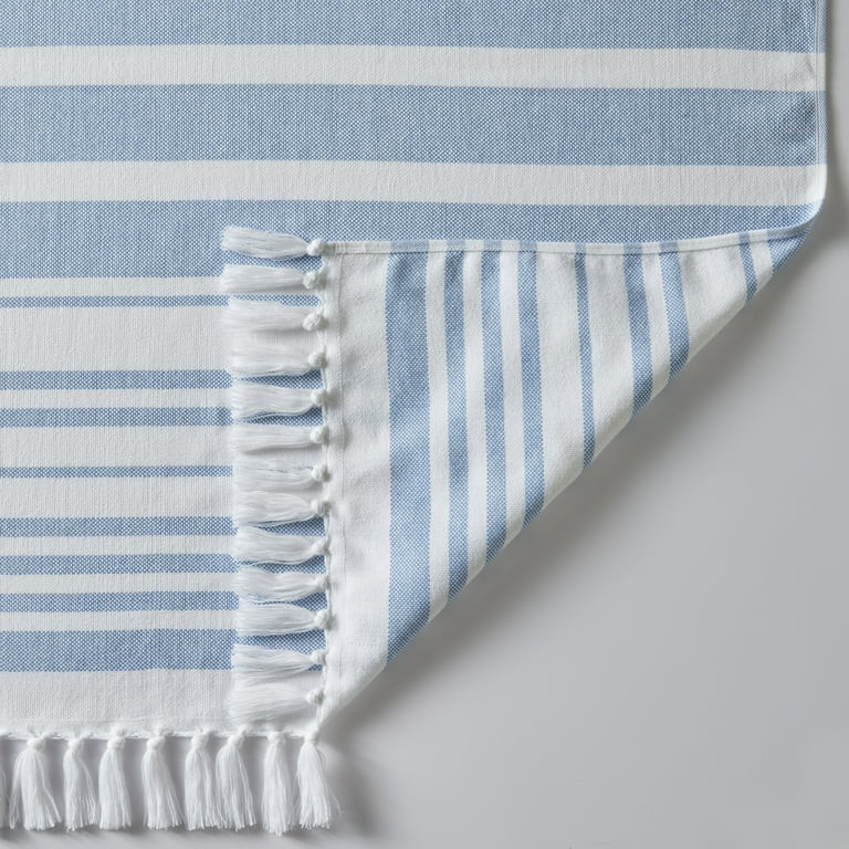 Better Homes & Gardens Oversized Flatwoven Cotton Blend Blue Striped Beach Towel, 38" X 72" - Wal... | Walmart (US)