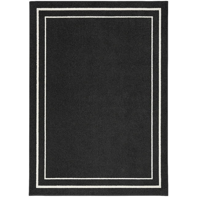 Nourison Essentials Indoor/Outdoor Black Ivory 4' x 6' Area Rug, (4x6) | Walmart (US)