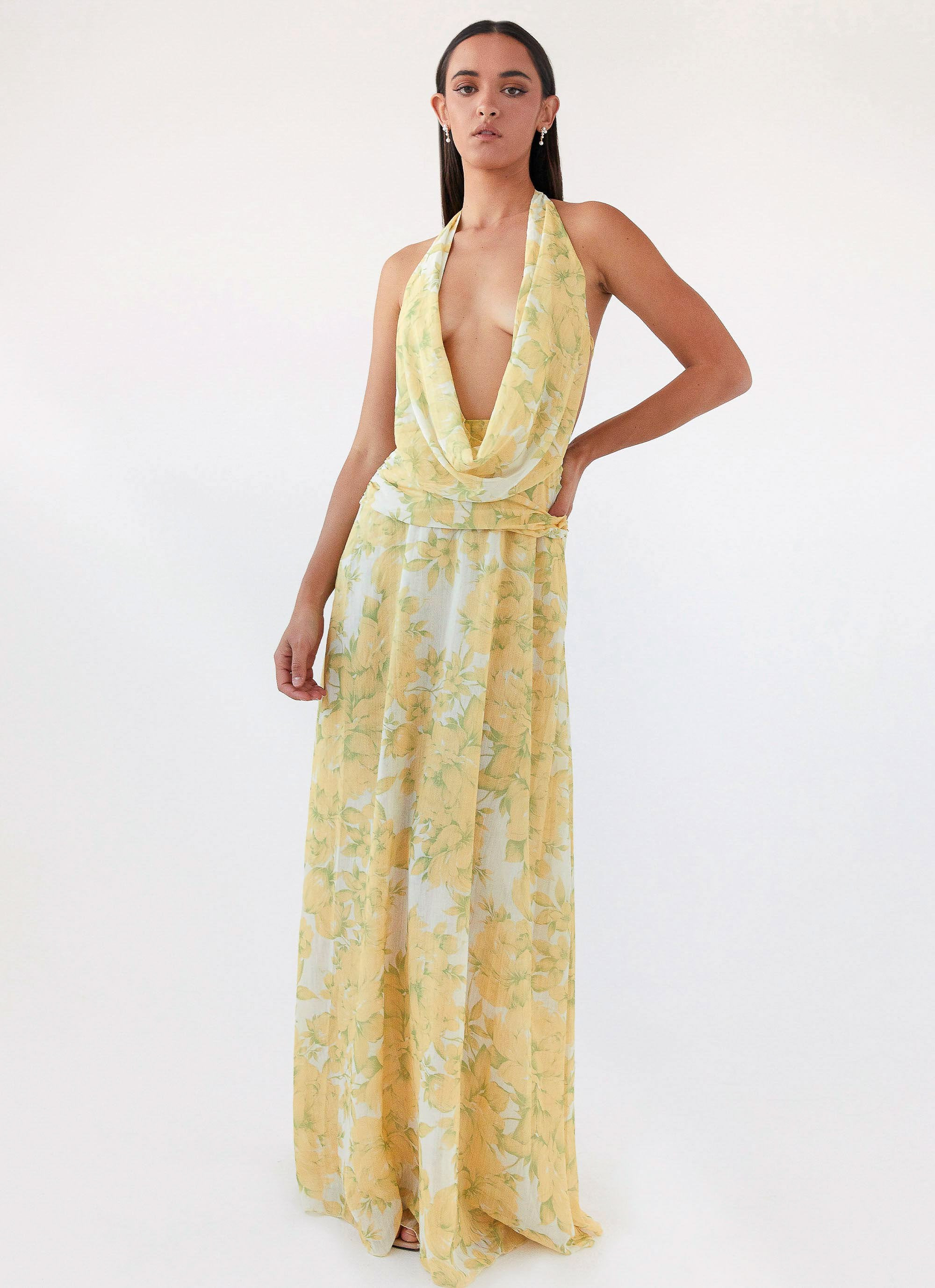 Elysia Chiffon Maxi Dress - Daffodil | Peppermayo (Global)
