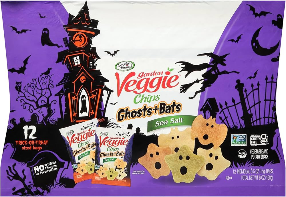 Sensible Portions Garden Veggie Ghosts & Bats Sea Salt Chips, 0.5 oz Bag, 12 ct | Amazon (US)