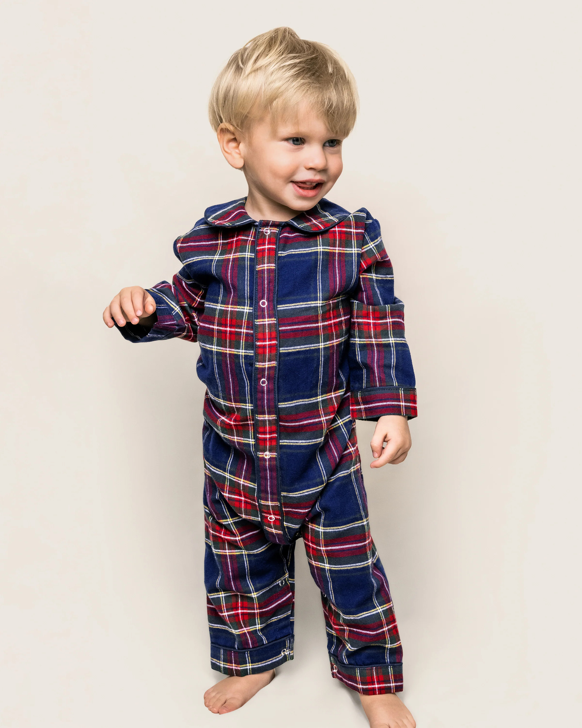 Baby's Brushed Cotton Cambridge Romper in Windsor Tartan | Petite Plume