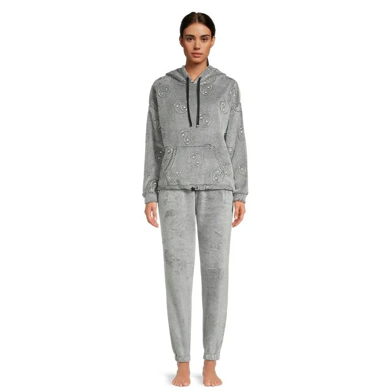 No Boundaries Juniors’ Plush Hoodie and Jogger Pants Set, 2-Piece, Sizes XS-XXXL | Walmart (US)