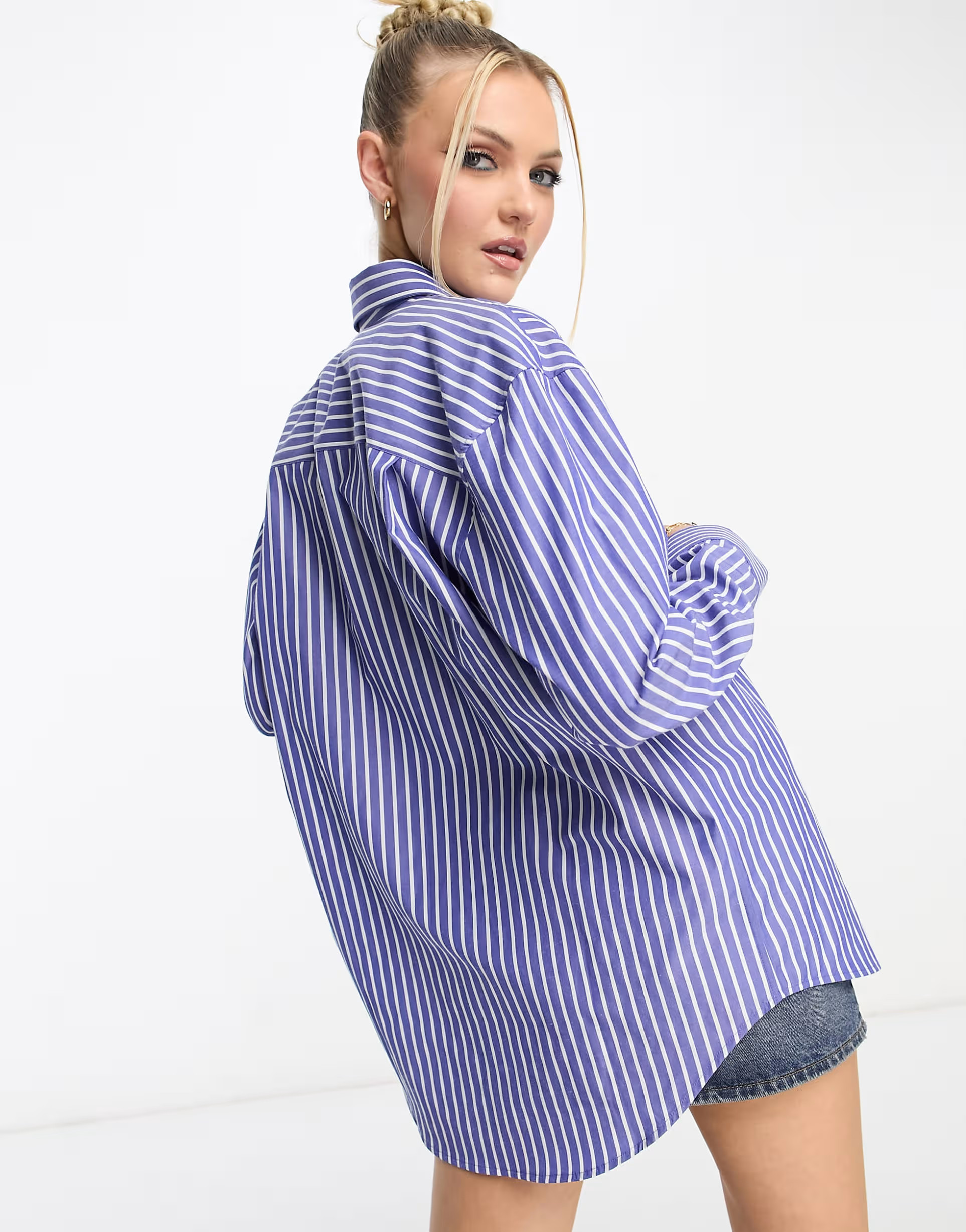 COLLUSION oversized shirt in navy stripe | ASOS (Global)