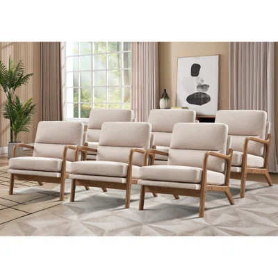 25.59'' Wide Upholstered Fabric Accent Armchair With Solid Wood Leg (Set of 6) | Wayfair North America