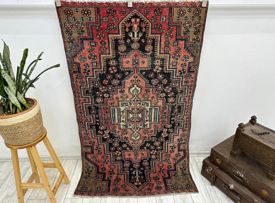 Small Turkish Rug, Turkish Rug, Entry Rug, Worned Rug, Pink and Blue Rug, Handcraft, Perfect Gift... | Etsy (US)