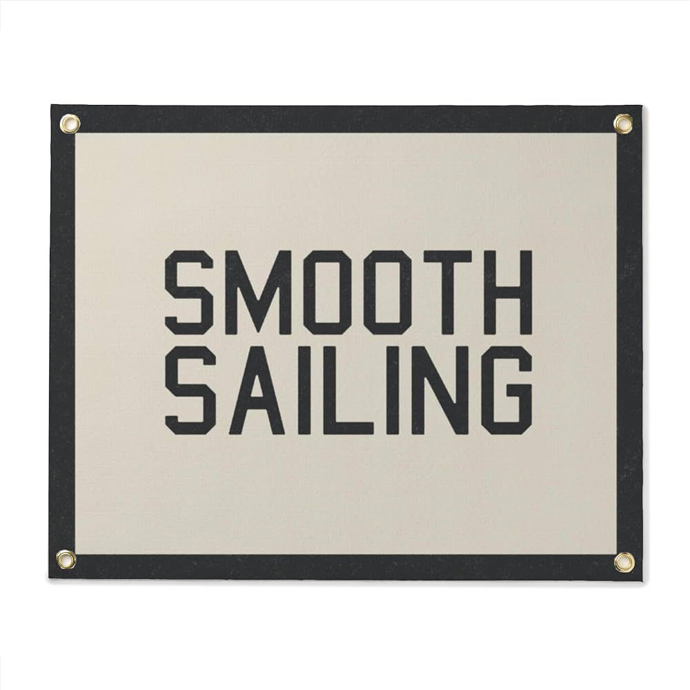 Large Smooth Sailing Felt Poster Banner | Boating inspired wall art gift. Vintage typography and ... | Amazon (US)