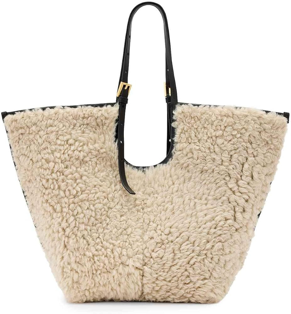 AllSaints Ara Shearling Tote Natural/Black W216XD One Size | Amazon (US)