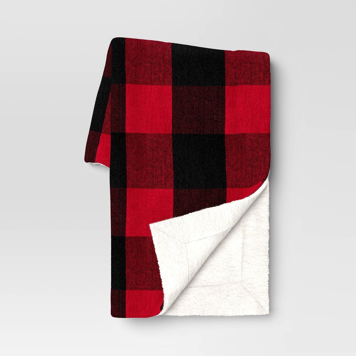 Reversible Woven Chenille and Faux Shearling Buffalo Check Throw Blanket – Threshold | Target