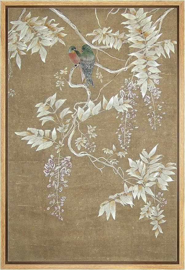 Framed Canvas Print Wall Art Pastel Jungle Plant Tree Birds Nature Wilderness Illustrations Moder... | Amazon (US)