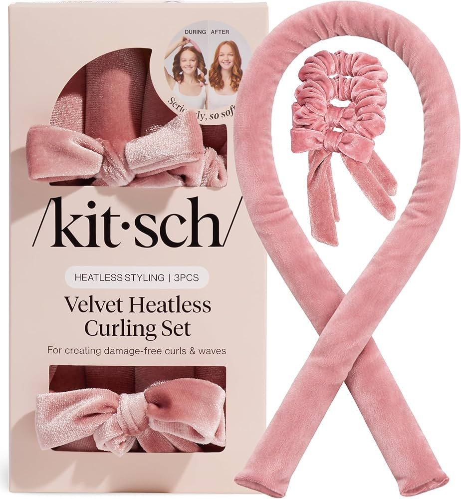 Kitsch Velvet Heatless Curling Set - Heatless Curls Overnight - Comfortable No Heat Hair Curlers ... | Amazon (US)