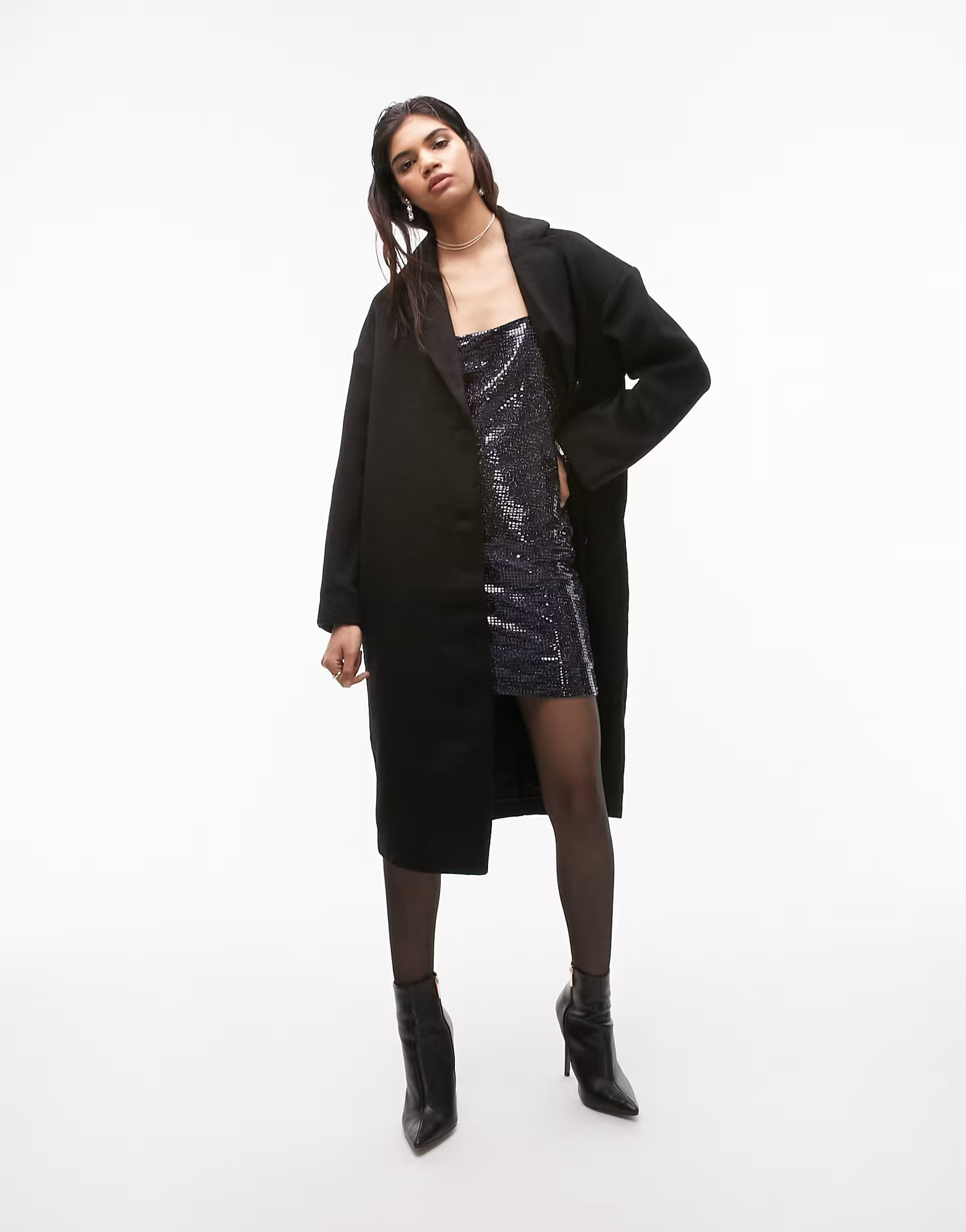 Topshop smart long coat in black | ASOS (Global)