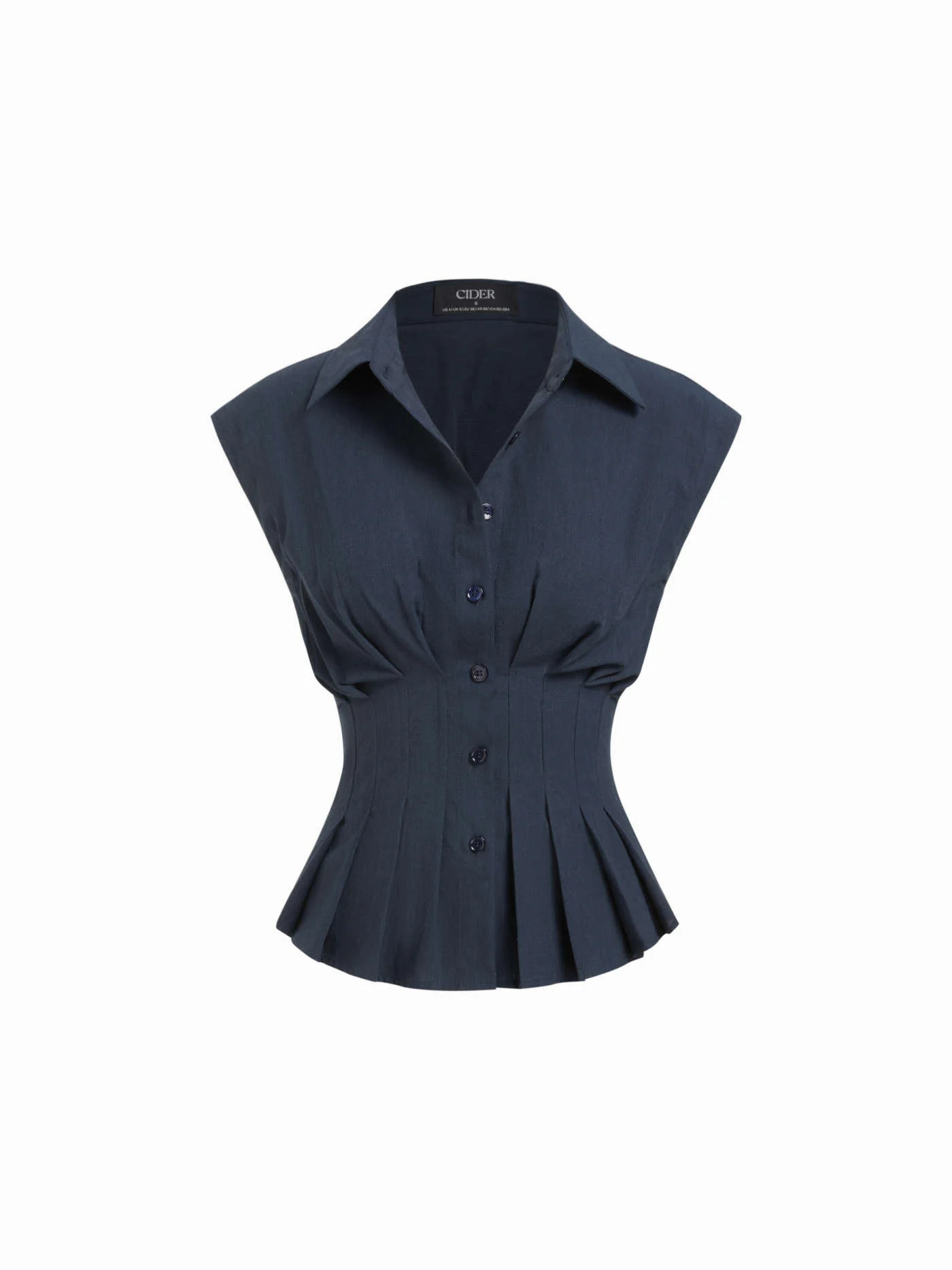 Linen-blend Linen-blend Pleated Button Blouse For Daily Casual Work | Cider