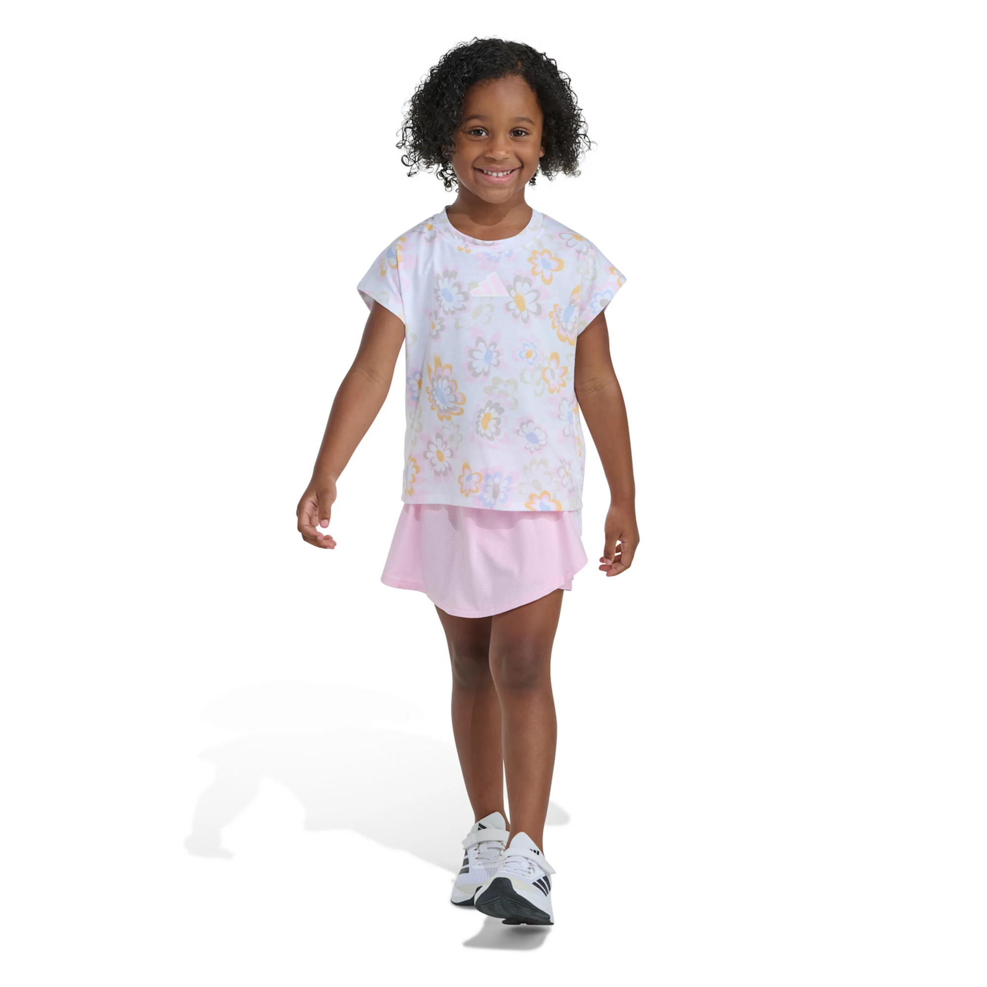 Girls 4-6x adidas 2-Piece Short Sleeve Printed Box Tee & Faux Wrap Skort Set | Kohl's