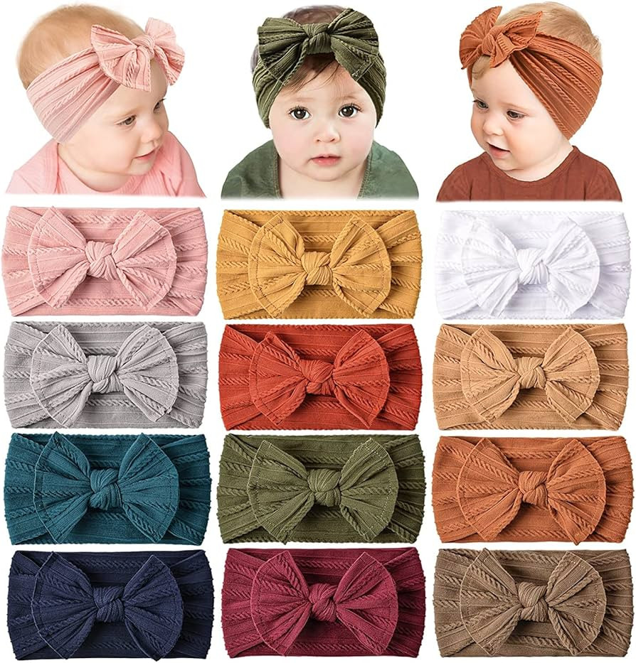 Prohouse 12 Pack Baby Nylon Headbands Hairbands Hair Bow Elastics Handmade Hair Accessories for B... | Amazon (US)
