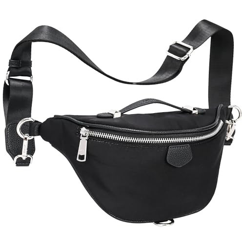 INICAT Fanny Packs for Women,Fashion Waist Packs Crossbody Bum Bag with Adjustable Strap for Travel Sport(small Upgraded-Black) | Amazon (US)