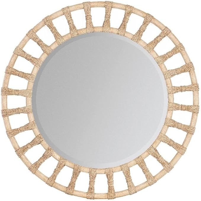 Hooker Furniture Retreat Wood Pole Rattan Accent Mirror in Beige | Amazon (US)