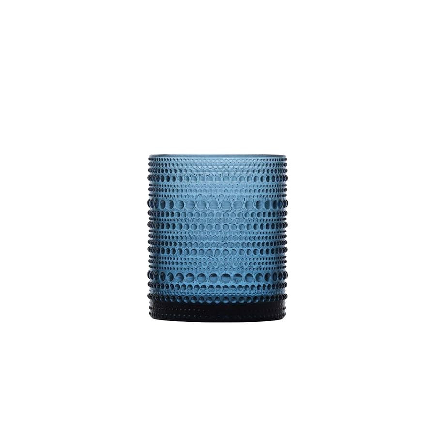 Fortessa Jupiter Beaded Hobnail Glass, 10 Ounce Double Old Fashioned (Set of 6), Cornflower Blue | Amazon (US)