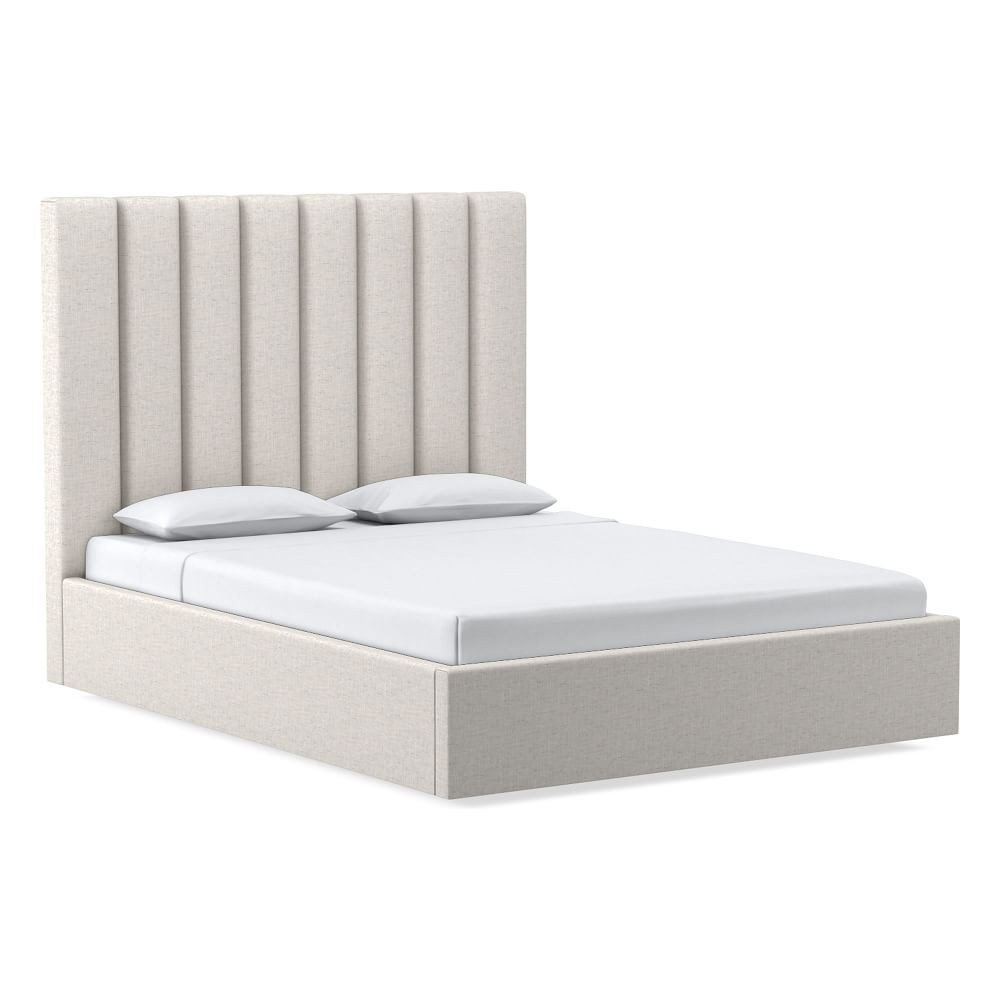 Emmett Tall Vertical Tufting, Low Profile Bed, King, DVelvet, Mauve, No-Show Leg | West Elm (US)