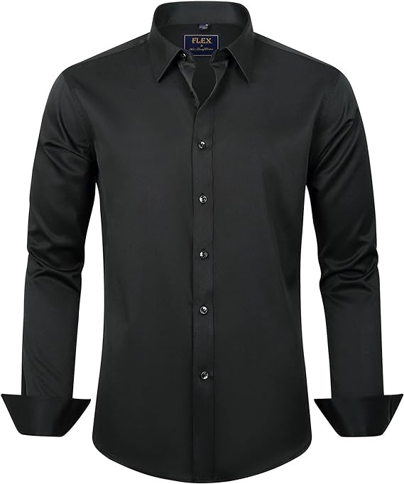 J.VER Men's Dress Shirts Solid Long Sleeve Stretch Wrinkle-Free Formal Shirt Business Casual Butt... | Amazon (US)