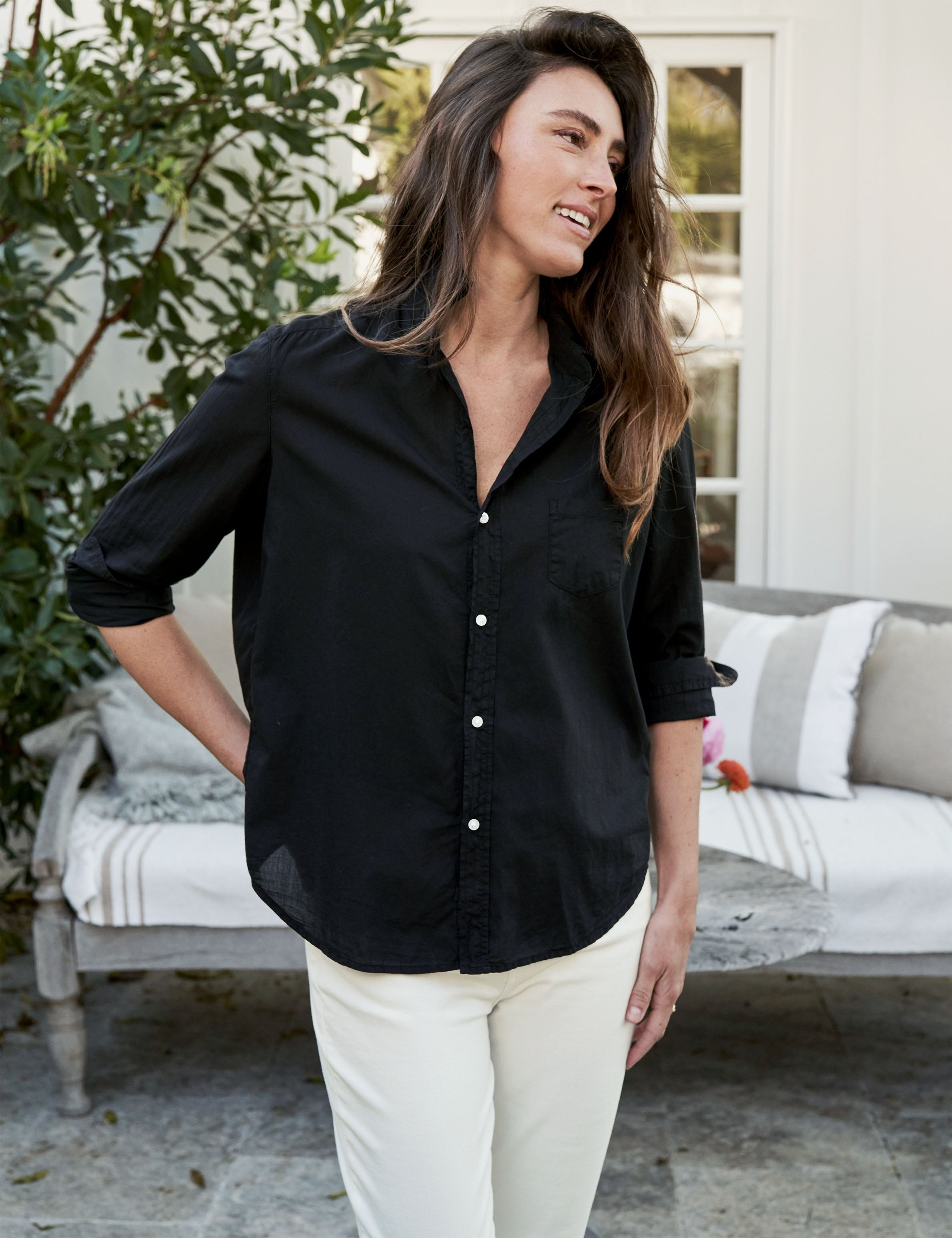 EILEEN Black, Italian Featherweight Poplin Black / XXS | Frank & Eileen