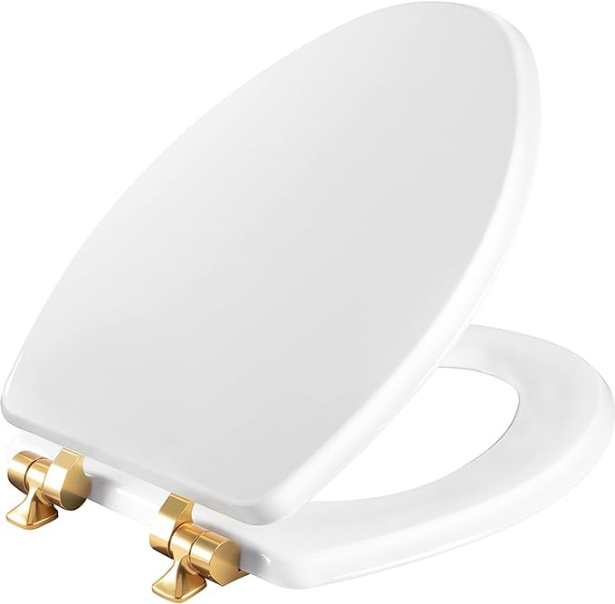 Mayfair Benton Toilet Seat with Brushed Gold Hinges, Slow Close Wood Seat, Secure Metal Hinges, E... | Amazon (US)