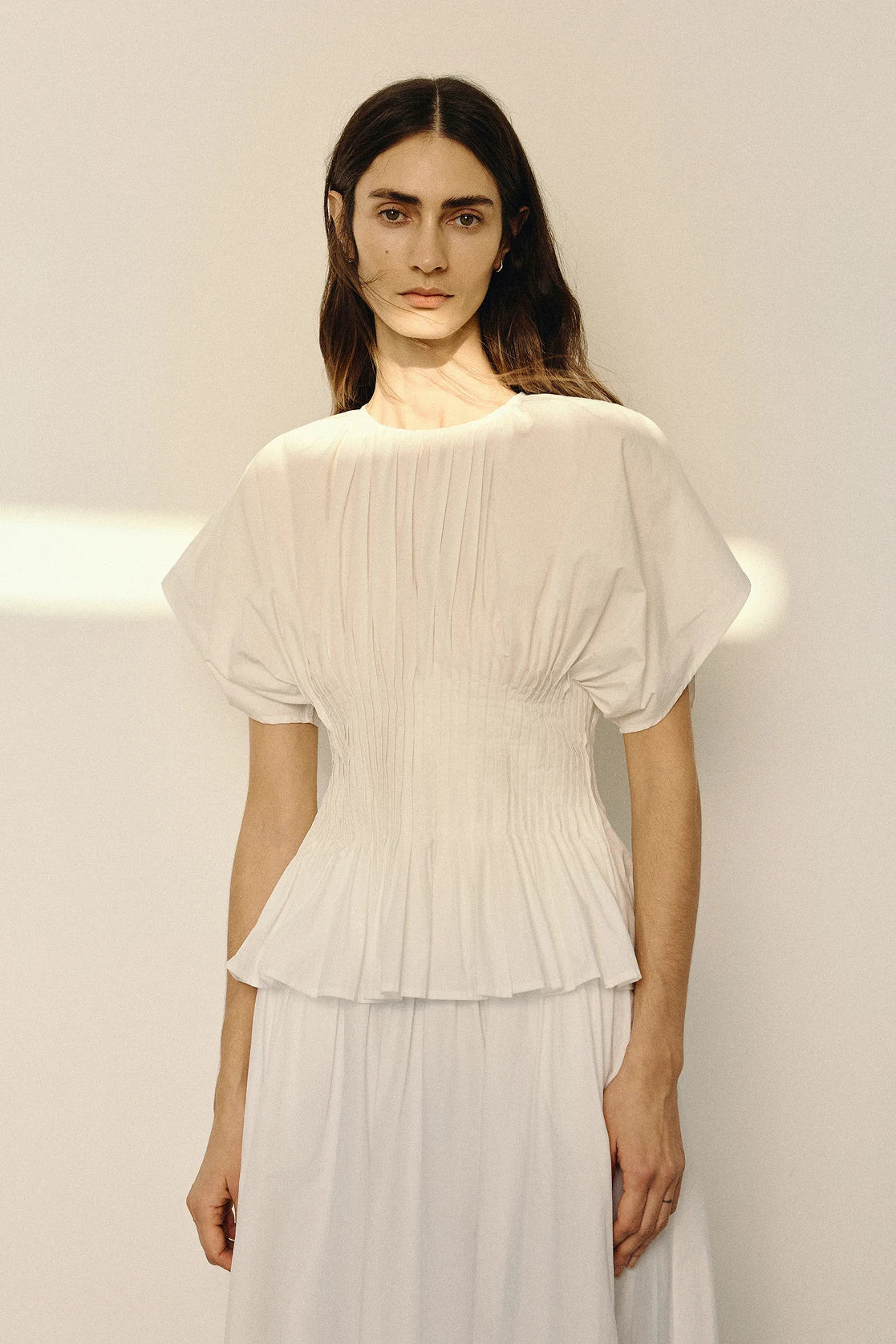 Pintuck Cotton Shirt | Tailored Women's Top | Rue Sophie