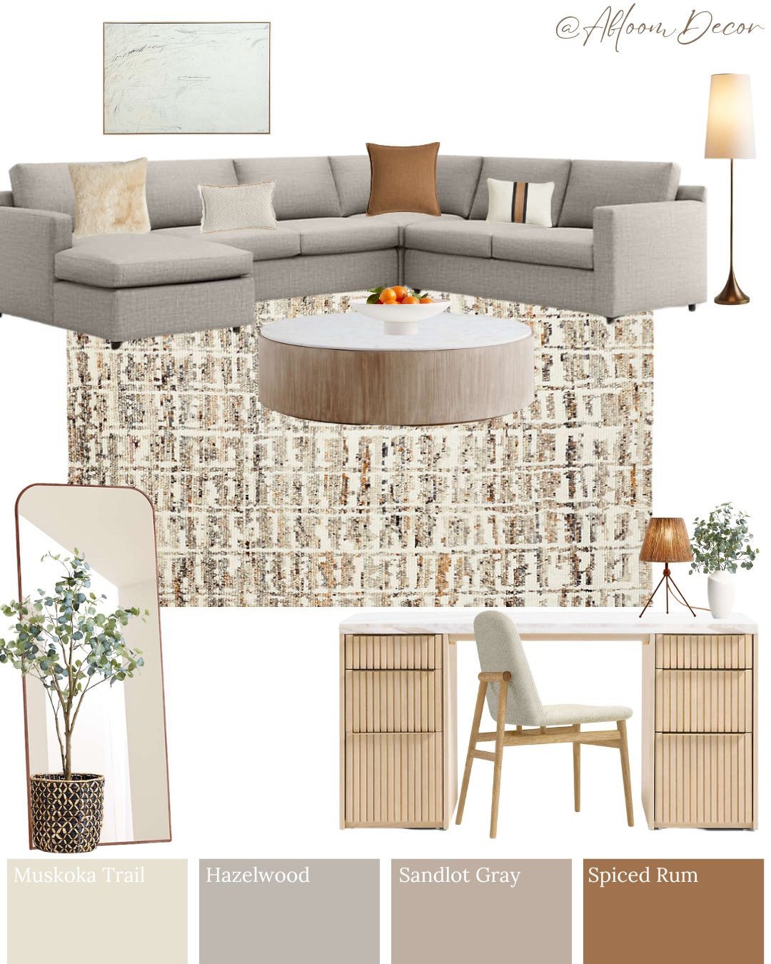 This cozy neutral space blends warm earthy tones with simple modern design. It’s great for a combined living room and home office.

#LTKHome