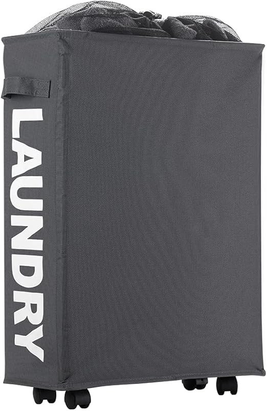 IHOMAGIC Laundry Basket with Wheel, Slim Laundry Storage Hamper Corner Storage Bag Collapsible Ha... | Amazon (US)