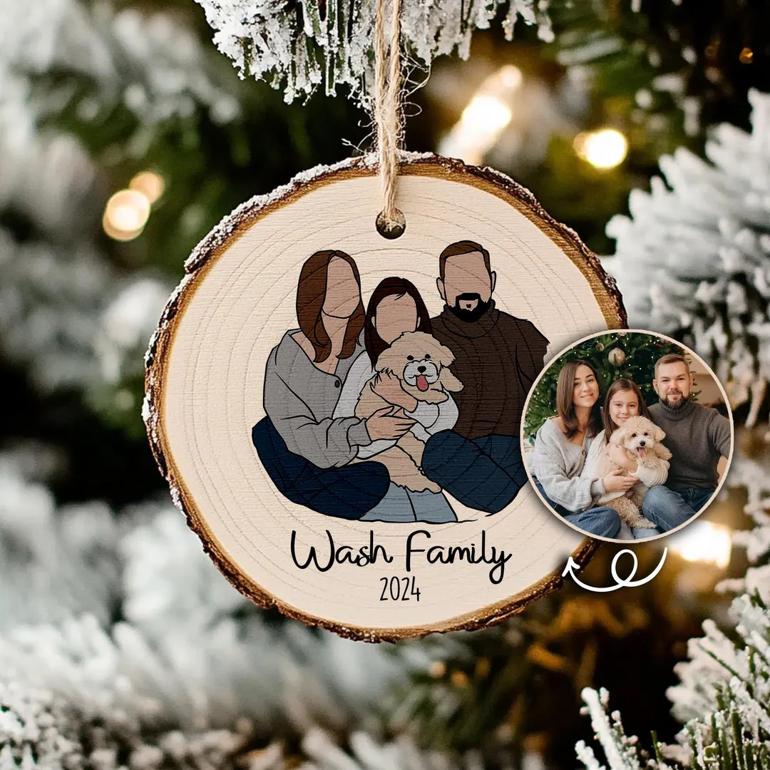 Custom Family Portrait Faceless Christmas Ornament, Personalized Family Picture Wooden Gifts, 202... | Etsy (US)