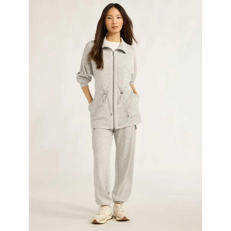 Scoop Women’s and Women's Plus Ultimate ScubaKnit Longline Drawstring Zip Jacket, Sizes XS-4X | Walmart (US)