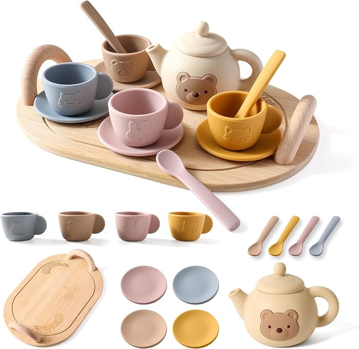 Tea Party Set Kids Tea Set Kitchen Accessories Pretend Play, 15 Pcs | Amazon (US)