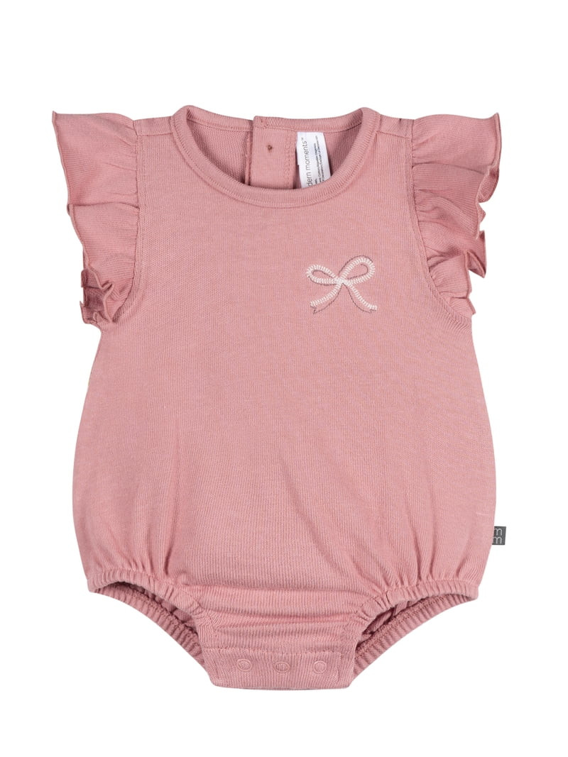 Modern Moments by Gerber Baby Girl Organic Dumpling Romper, Sizes 0/3 Months - 24 Months | Walmart (US)