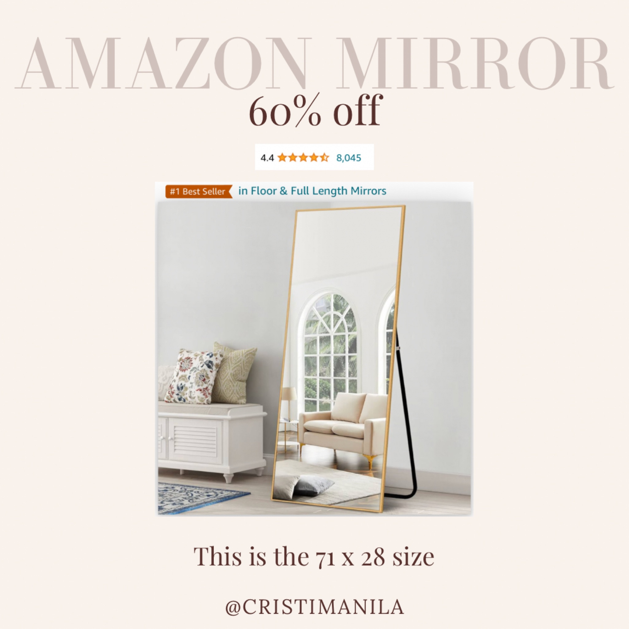 I've been on the hunt for a decent priced mirror and one that was a good size! This is such a good deal for the size of it! Can't beat it for 60% off #amazon #amazonprime #amazonsale #mirror #fulllengthmirror #goldmirror #homedecor 

#LTKhome #LTKsalealert #LTKfamily