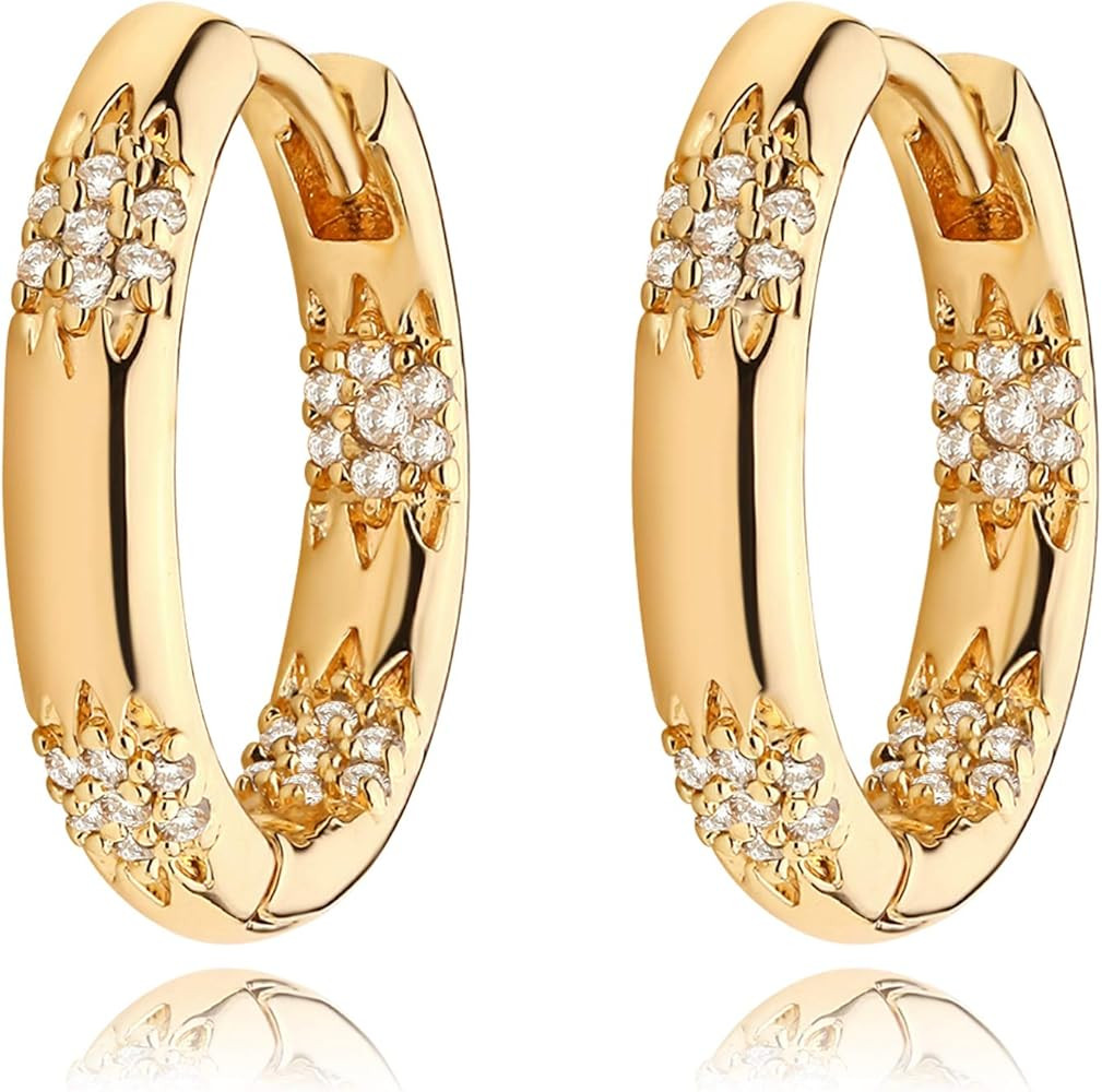 WEARON 14K Gold Plated Huggie Earrings for Women Personality Simplicity Twisted Chain Hoop Earrings  | Amazon (US)