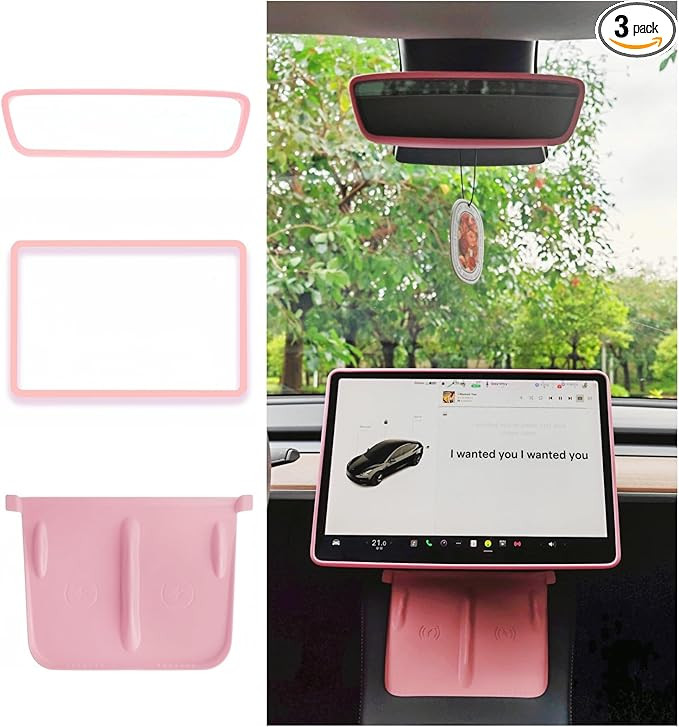 Tesla Model 3 Model Y Accessories of Screen Protector Frame + Center Console Wireless Charging Si... | Amazon (US)