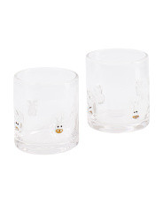 Set Of 2 Christmas Deer Circular Double Old Fashioned Glasses | Marshalls