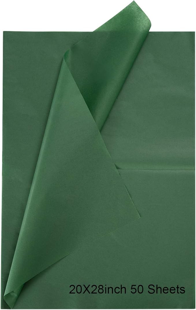 GAKA Dark Green Tissue Paper Wrapper Paper 20 x 28 Inch (50 Sheets) Wrapping Paper for Giftbags, ... | Amazon (US)