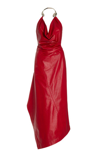 Calithea Draped Leather Midi Dress | Moda Operandi (Global)