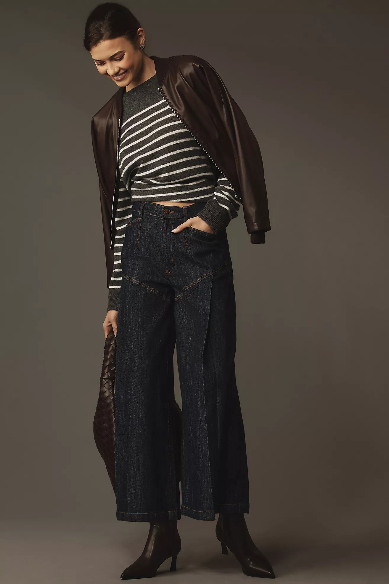 Pilcro Seamed Flounce High-Rise Wide-Leg Jeans | Anthropologie (US)