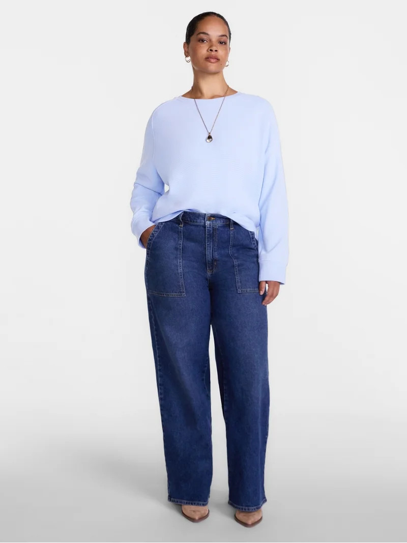 Scenario Women's High Rise Utility Jeans, 31" Regular and 29" Short Inseam, Sizes 0-20 | Walmart (US)