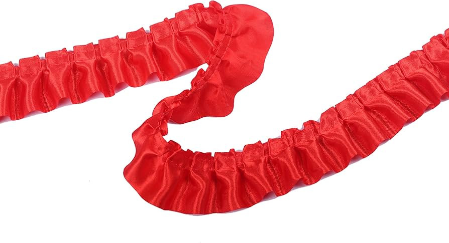 YYCRAFT 11 Yards Satin Ruffle Trim Fabric Trims and Embellishments by The Yard, 1.5 Inch Red | Amazon (US)